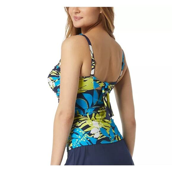 Coco Reef Women Tropical Printed Charisma Pleated Swim Tankini Top Size 36DD - Picture 3 of 4